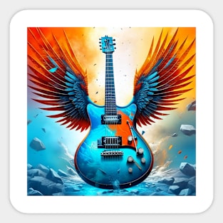 Winged Guitar Sticker